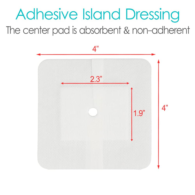 Peritoneal Dialysis PD Catheter Drain Split Bordered Gauze Island Dressing Pad for Stomach Feeding Peg J Tube| Individually Packed| Wound Bandage with Adhesive Border 4" x 4" (Pack of 20) 4 x 4 Inch (Pack of 20) - BeesActive Australia