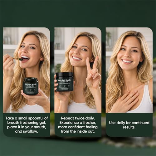 Anti-Bad Breath Herbal Gel Supplement, Body Odor Supplements, Internal Deodorant with Parsley, Green Tea, Chlorophyllin, Eliminates Odor from The Inside, Balances Oral & Gut (150g) (1) 1