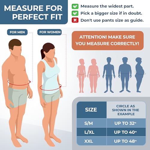 ORTONYX Abdominal Binder Waist and Lower Back Support Belt for Women & Men L/XL (up to 40") Black