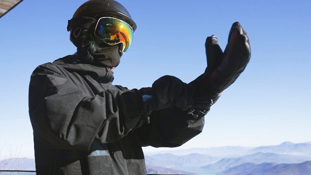 3-Finger Ski Gloves, Waterproof Warm Touchscreen Winter Mens Mittens Grey X-Large