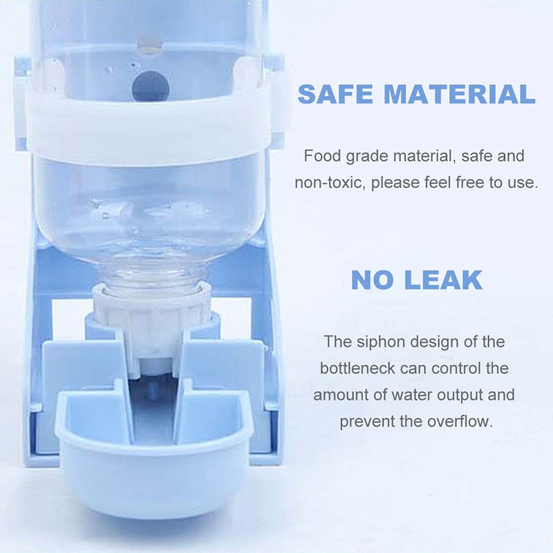 2Pcs 17oz Rabbit Water Feeder, Pet Cage Suspended Water Dispenser, Hanging Automatic Small Animal Water Bottle Bowl for Bunny Chinchilla Hedgehog Ferret Hamster White+White - BeesActive Australia