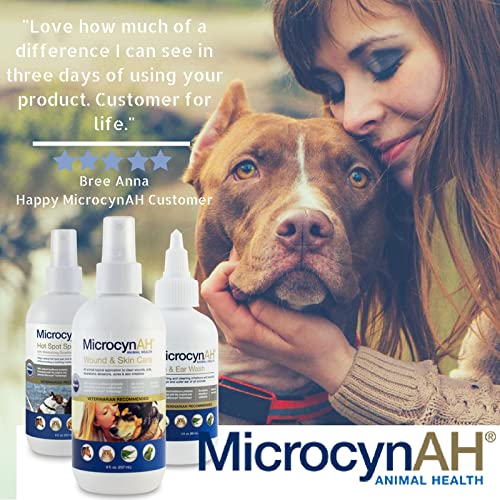 MicrocynAH Wound and Skin Care Hydrogel for Dogs | Non-Toxic Spray Formulated to Clean Wounds | Veterinarian Recommeneded Non-Toxic Formula | 8oz 8 Ounces - BeesActive Australia