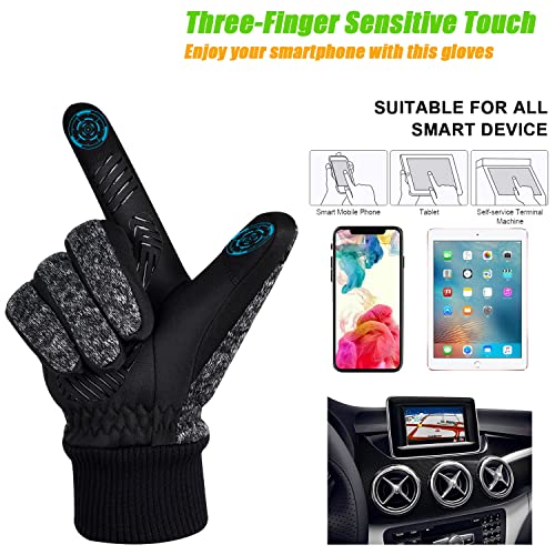 MOREOK Winter Gloves for Men/Women -10°F 3M Thinsulate Warm Touch Screen Snow Ski Bicycle Bike Gloves for Driving/Cycling/Running/Hiking deep gray Medium