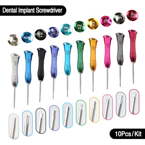 Dental Implant Screw Driver Univeral Kits with Base(Sliver 10pcs） Sliver 10Pcs