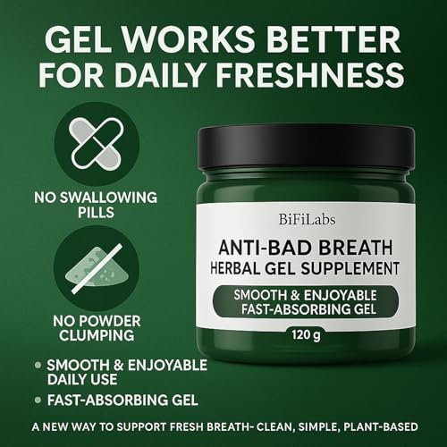 Anti-Bad Breath Herbal Gel – Fresh Breath Support from Within – Daily Herbal Cleansing Gel with Chlorophyll, Peppermint & Parsley – Plant-Based Internal Breath Freshener – 120g