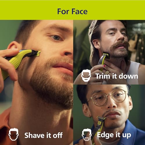 Philips Norelco OneBlade 360 Hybrid Face Trimmer and Shaver, 5 Length Comb Black & Lime Green OneBlade 360 Face