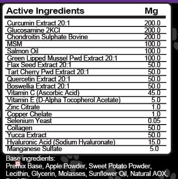 Clean Pets Hip and Joint Supplement Dogs with Glucosamine for Dogs + Chondroitin, Turmeric, Hyaluronic Acid, MSM, Salmon Oil, Collagen, Vitamin C, Omega 3 Senior Dog Supplements Beef Flavor - 1Pack 60 Count (Pack of 1)