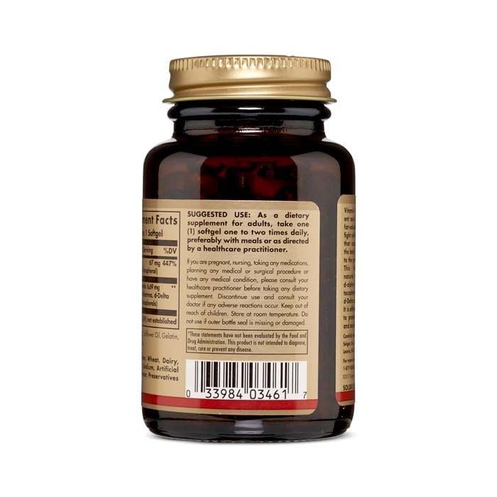 Solgar Vitamin E 67 mg (100 IU), 100 Mixed Softgels - Natural Antioxidant, Skin & Immune System Support - Naturally-Sourced Vitamin E - Gluten Free, Dairy Free - 100 Servings - BeesActive Australia