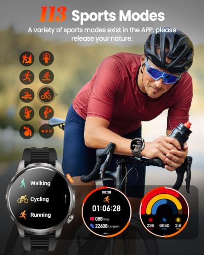 DEKELIFE Smart Watches for Men,1.91''Military Smart Watch with 100+ Sport Modes/Heart Rate/Sleep Monitor, Fitness Tracker for Android and iPhone, Waterproof Watches for Men(Black) Black Orange 1.91