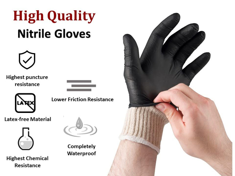 Nechtik BBQ Gloves 4 Cotton Glove Liners and 100 Disposable Gloves Washable Cotton Liners Powder Latex Free Nitrile Gloves Large