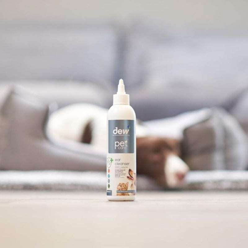 Dew Pet Ear Care 250ml: 100% Natural Dog Ear Cleaner Solution | Antibacterial Drops for Treatment of Dogs & Cat Ear Itching, Wax, Odour & Dirt | Fast Acting Aural Wash Prevents Infection 250 ml (Pack of 1)