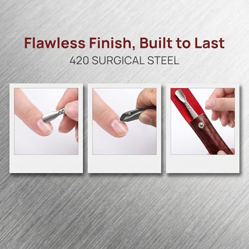 Cuticle Trimmer and Pusher 2-in-1 with PU Leather Case