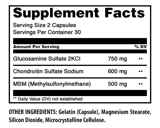 Amazing Formulas Glucosamine Chondroitin MSM 1850 mg Per Serving Capsules Supplement | Non-GMO | Gluten Free | Made in USA (60 Count) 60 Count