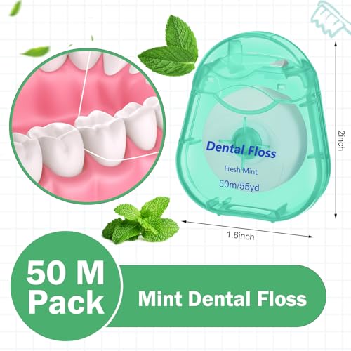 Mimorou 48 Pack Mini Dental Floss Bulk Mint Green Travel Dental Floss
