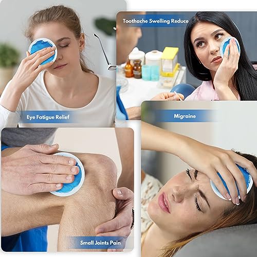 Soft Ice Pack/Small Ice Packs for Injuries Reusable, Small Round Gel Hot & Cold Compress (12 Pack) for Pain Relief, Toothache, Surgery Recovery - Soothing Gel with Sleeve - Blue 12 Count (Pack of 1) 12.0