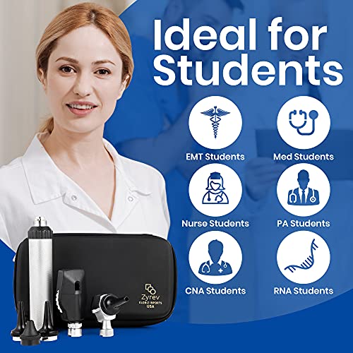 Zyrev Combo Otoscope Oph Set - Multi-Function Otoscope/Opthalmoscope for Ear & Eye Examination with Portable Carry Case, Sight Chart & Replacement Tips (1st Edition) 1st Edition