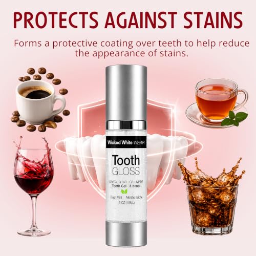 Tooth Gloss for Whiter Looking Teeth, Clear Protective Dental Gloss for Shine, Fresh Breath & Stain Protection, Non Abrasive Smile Enhancer