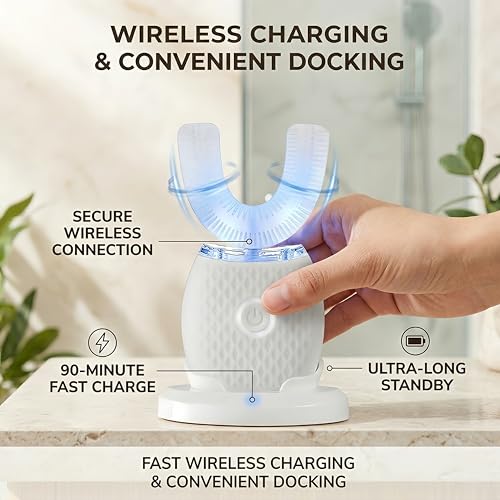 U-Shaped Electric Toothbrush – Comfort-Focused Design with Secure Grip for Daily Oral Hygiene at Home (White)