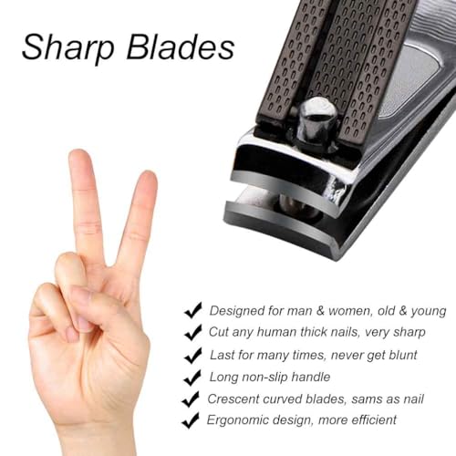 Liangery Nail Clippers Nail Cutter for Ingrown Toenail Removal Treatment Tools, Fingernail Nippers with Comfort Grip Handle Slanted Cuticle Trimmer for Men Women Seniors Adult Thick Nails (L)