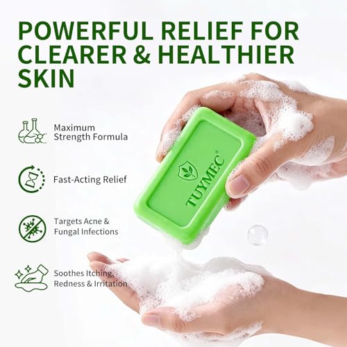Tuymec Antifungal Bar Soap - Skin Fungus Treatment for Athlete’s Foot, Jock Itch & Ringworm - Medicated Anti Fungal Skin Soap with Clotrimazole 1% (Tea Tree, 2 Bars, 1 Case) Tea Tree