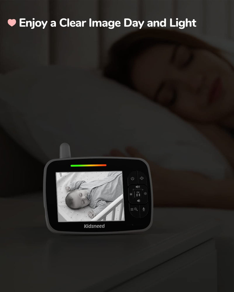 Kidsneed Baby Monitor - 3.5 Inch Video Baby Monitor with Remote Control Pan& Tilt &Zoom Camera, Two-Way Audio, Night Vision, Temperature Monitoring, Lullabies, 960ft Long Range 935A - BeesActive Australia