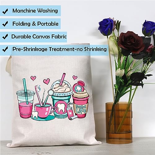 GJTIM Cosmetic Bag for Nurses & Hygienists - Dental Assistant Gift with Zipper Pouch Dental Life Tote