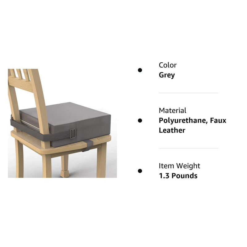 Toddler Booster Seat for Dining Table, PU Washable Double Safe Straps Non-Slip Bottom Booster Seat Dining Toddler, Portable Travel Increasing Cushion (Grey) Grey - BeesActive Australia