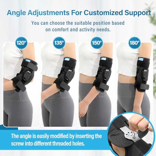 Cubital Tunnel Elbow Brace Elbow Brace Ulnar Nerve Entrapment Brace - Adjustable Elbow Immobilizer Elbow Splint for Left & Right Arms, fits Sleeping & Day Use (S) S