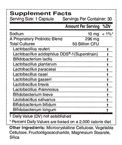 Advanced Probiotic w/ 50 Billion CFU Per Serving, Shelf Stable, Men's and Women's Probiotic Supplement to Stay Fit, 30 Capsules