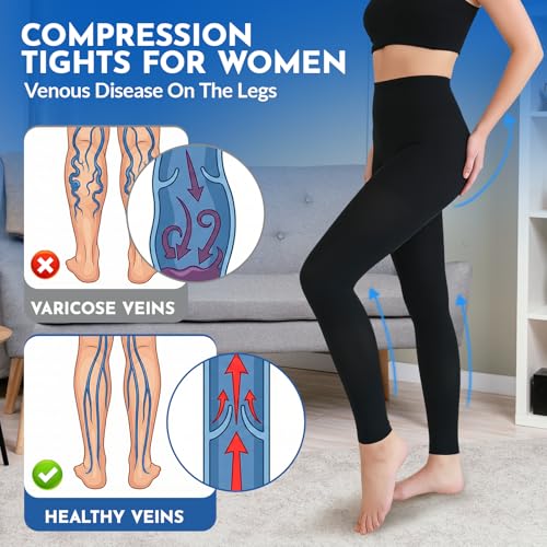Medical Compression Leggings 20-30mmHg Graduated Support Pantyhose Large Black