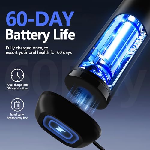 Sonic Electric Toothbrush with Light 4 Brush Heads for Adults and Kids, One Charge for 60 Days, Wireless Fast Charge, 3 Modes, Electric Toothbrushes(Black)