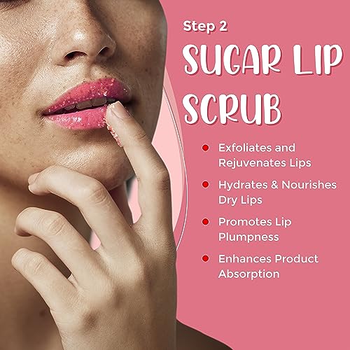 6-in-1 Lip Care Kit With Lip Sleeping Mask, Silicone Brush, Sugar Lip Scrub, Lip Mask Sheet to Reveal Luscious, Lip Exfoliator Scrub to Soft Lips – Korean Lip Therapy Set for a Fuller 6-in-1 Lip Care Kit