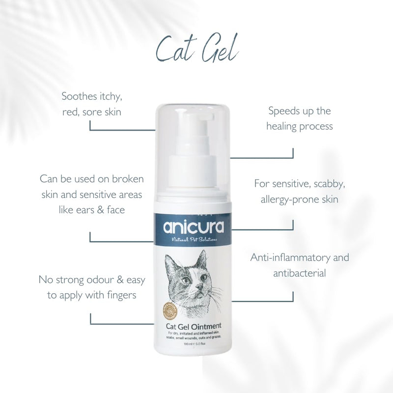 Anicura Cat Skin Ointment – soothes dry, itchy skin, hot spots & allergies. Reduces scratching & licking. Gentle for sensitive cats. Value bundle (2 x 100ml Pack)