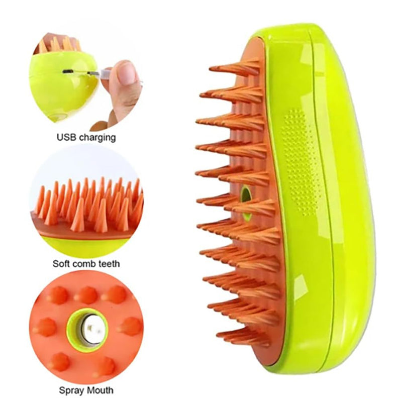 3 in 1 Steamy Pet Brush for Dogs Cats Shedding,Pet Spray Hair Removal Comb, Misting Misty Cat Bath Brush Steaming for Grooming (Green) Green - BeesActive Australia