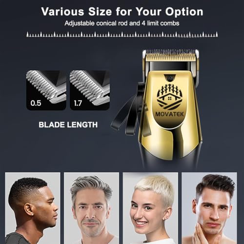 Hair Clippers for Men, Hair Clipper Trimmer with LED Display, Cordless Hair Clipper Shaver Beard Trimmer, Hair Cutting Set, Holiday Gift for Father's Day Gold