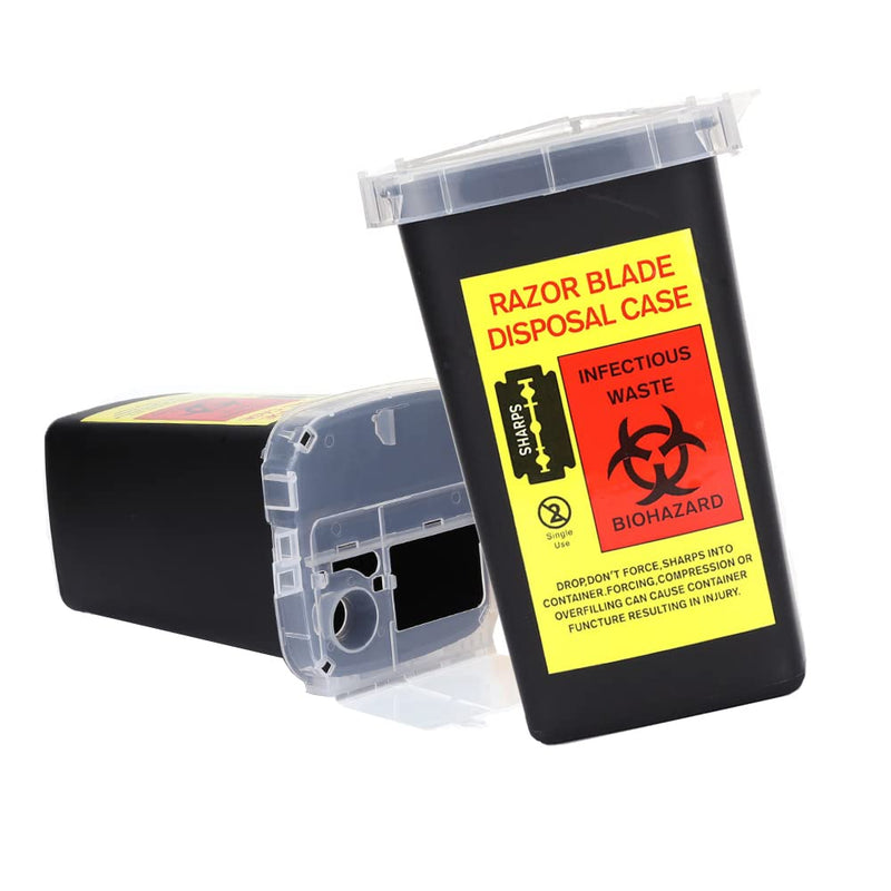 2 Pack Sharps Container Blade Disposal Containers Tattoo Syringe Needle Trash Can Case Barber Razor Storage Dispenser Biohazard Infectious Waste Case for Home Professional Use (2PCS) 2PCS - BeesActive Australia