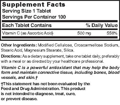 Nature's Blend Vitamin C 500 mg 100 Tablets
