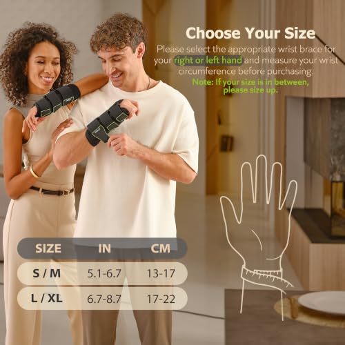 ZOFORE SPORT Wrist Brace for Carpal Tunnel with Metal Splint, Men and Women, Left Hand, XL Left Hand - L/XL Black