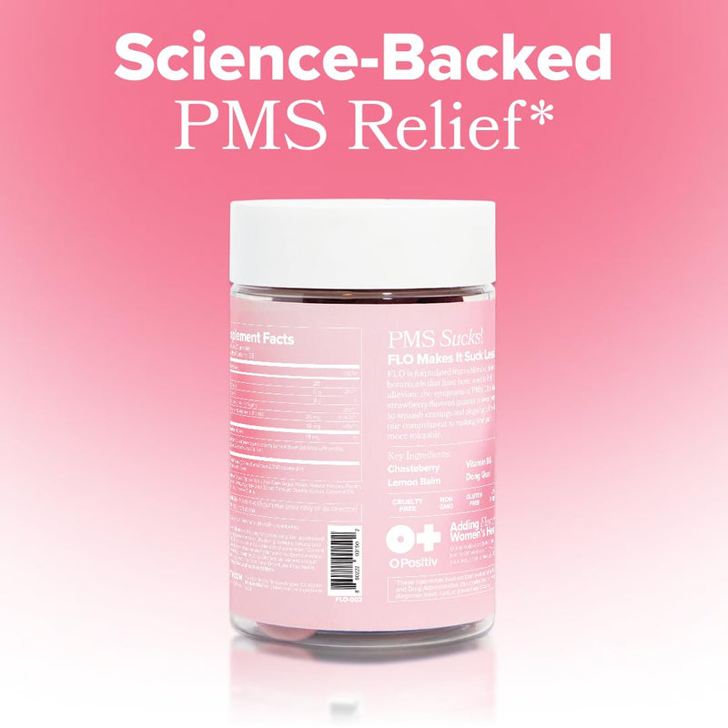 FLO PMS Gummies for Breakouts, Bloating, Cramps, & Mood – 30-Day Supply PMS Gummies (pack of 1)