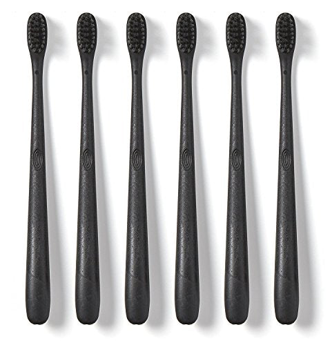 Hello Charcoal Infused Soft Bristle Toothbrush, Black, BPA Free, Vegan, Plant Based Handle, 1 Count (Pack of 6)