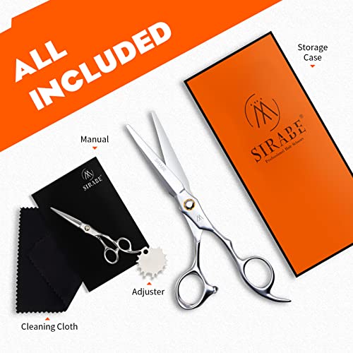 Sirabe HIGH-END Professional Hair Cutting Scissors Shears - Ultra Sharp Blades for Precise Cutting - Barber Shears Haircut Scissors 440C Stainless Steel for Salon Hairstyling & Home Hairdressing Silver
