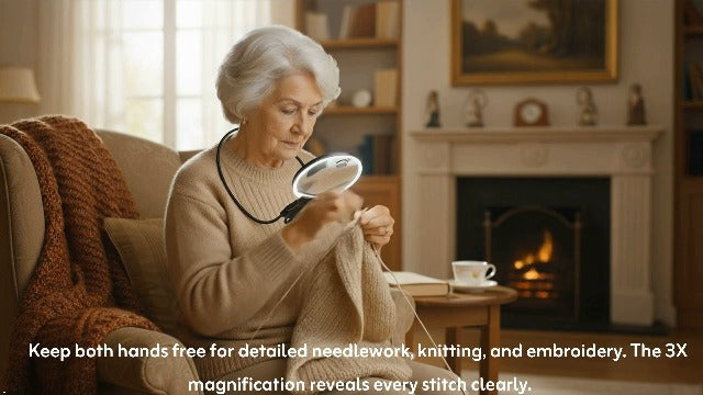 Magnifying Glass with Light for Reading, Hands Free Magnifier for Books with Dimmable, Included Small Magnifier, Neck Wear Large Screen Stand Glasses for Close Work Seniors Low Vision Rechargeable