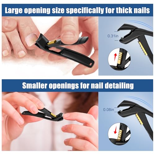 SHINLEA Nail Clippers for Seniors Thick Toenail, Professional Fingernail Toenail Clippers with Catcher, Sharp Wide Opening and Long Handle Nail Cutter for Men Women, Black