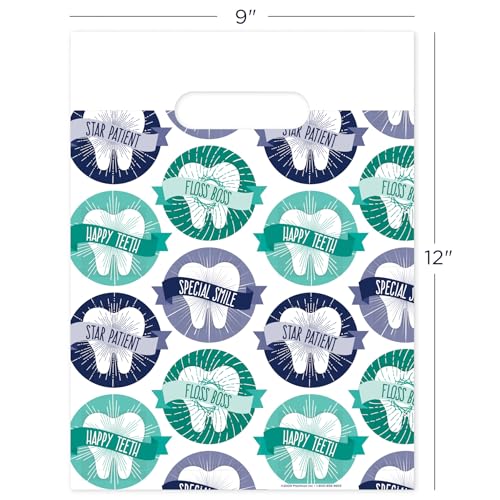 Molar Circles Dental Giveaway Bags, 9" x 12", 100 Pack 9" x 12"