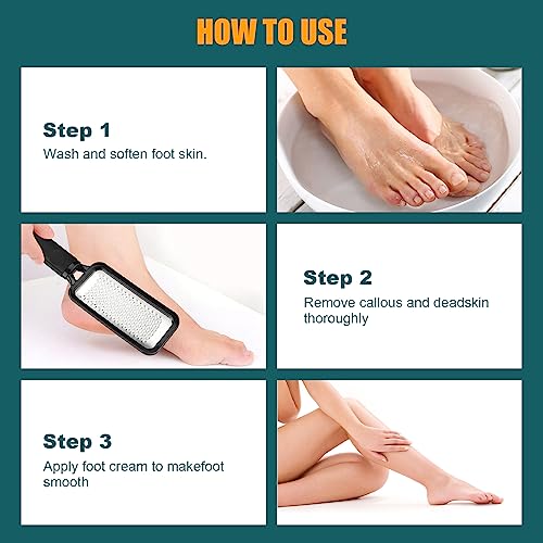 Foot Rasp Foot File, 2 Pcs Stainless Steel Pedicure Callus Remover for Feet, Professional Foot Care Tools for Pedicure to Removes Hard Skin Corns for Dry and Wet Feet 2 X Foot Files
