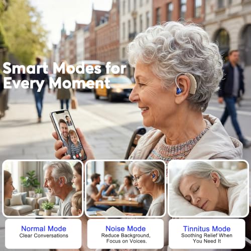 OTC Hearing Aids for Seniors: Hearing Amplifier with Smart Noise Cancelling Anti-Howling & Clear Sound, USB Rechargeable, Long-Lasting & Discreet Design for People Hearing Loss
