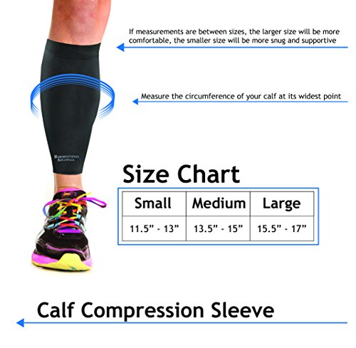 Rehabilitation Advantage Copper Infused Calf & Shin Compression Sleeves,Pair,Medium Medium