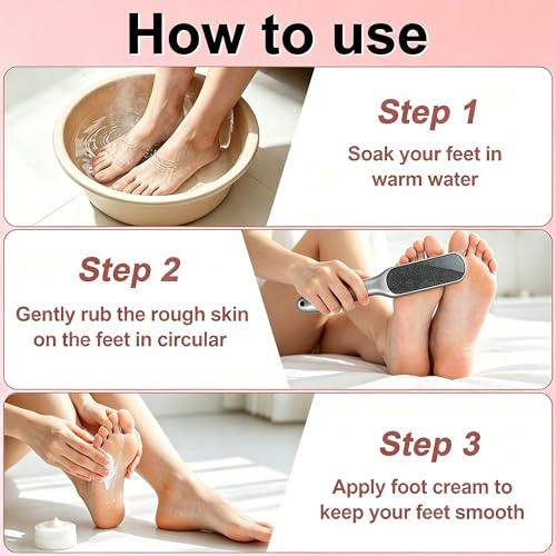 OWIIZI Double Sided Foot Callus Remover Nano Glass Foot File Durable Foot Scrubber Pumice Stone with Handle for Feet Exfoliation Pedicure Tools for Feet Care Exfoliate Dry & Hard Skin (Grey) Grey