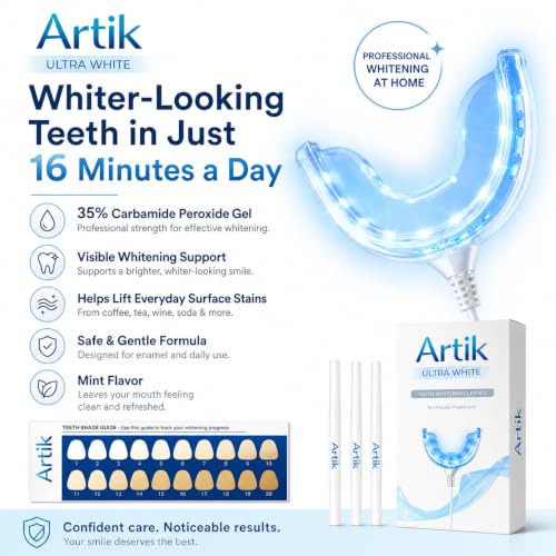 Ultra White Teeth Whitening Kit with LED Light Tray