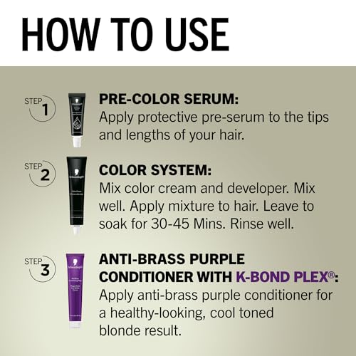 Schwarzkopf Keratin Blonde Hair Dye Platinum Blonde 001, Ultra Lightening Kit, 1 Application - Hair Bleach Enriched with Keratin, Lightens up to 9 Levels and Protects Hair from Breakage (Pack of 2) 7.1 Fl Oz (Pack of 2)